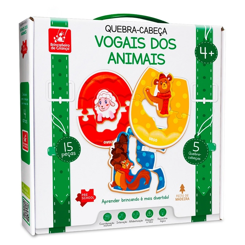 Quebra Cabeca Vogais Dos Animais 2235 Brincadeira
