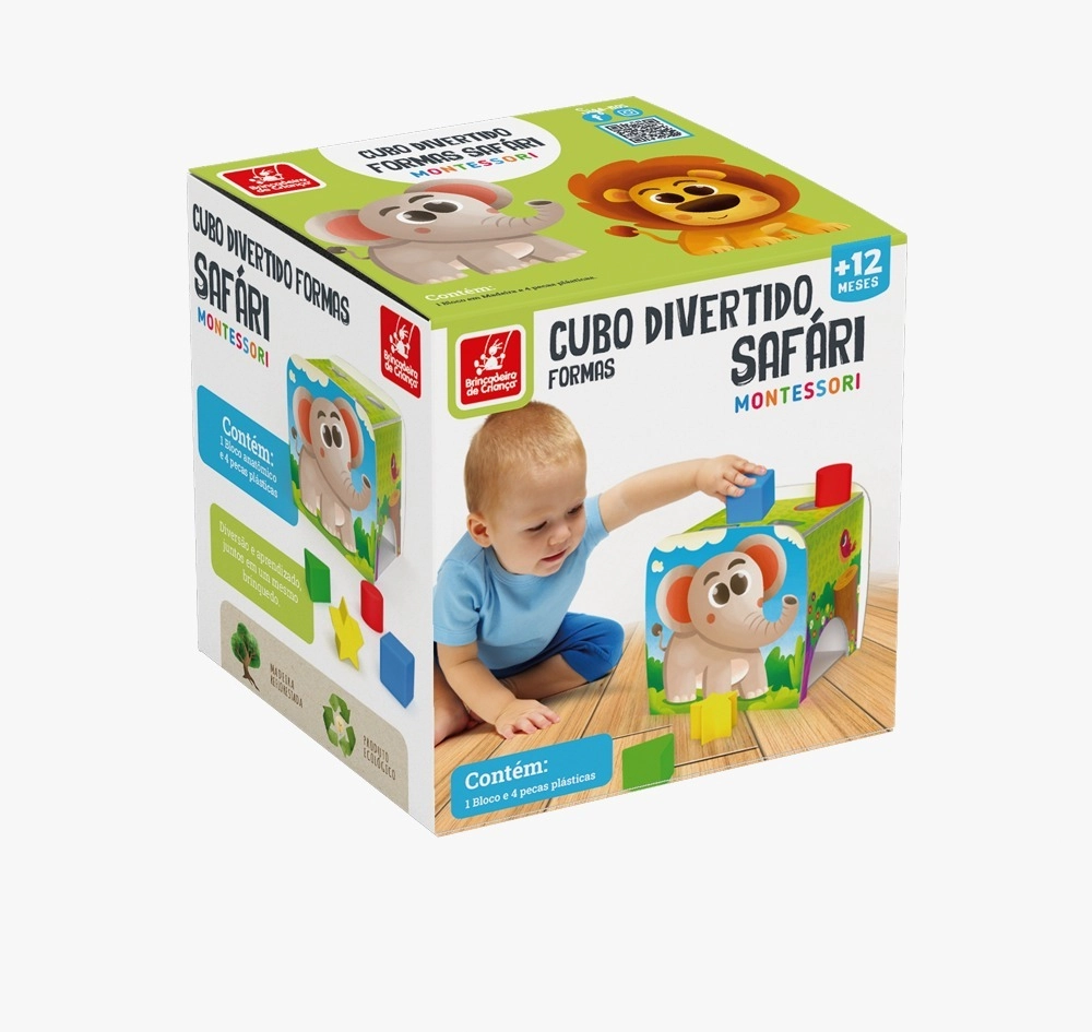 Cubo Divertido Formas Safari Montessori 3621 Brincadeira