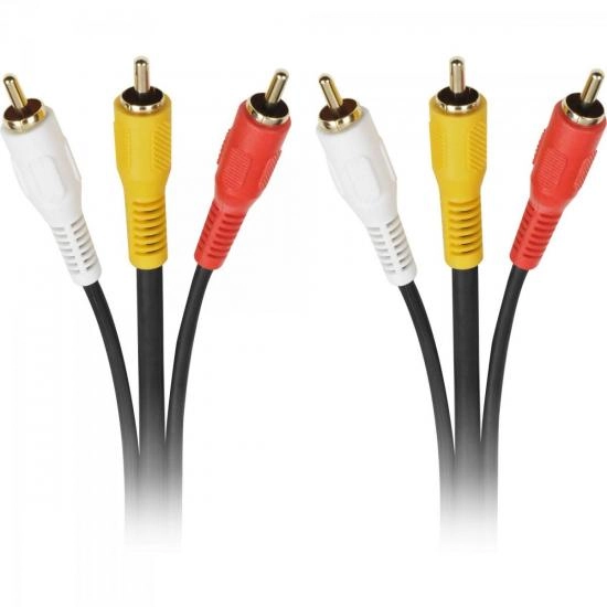Cabo 3 Rca Macho X 3 Rca Macho Com Coaxial 1,8m Preto Storm - Pct / 10