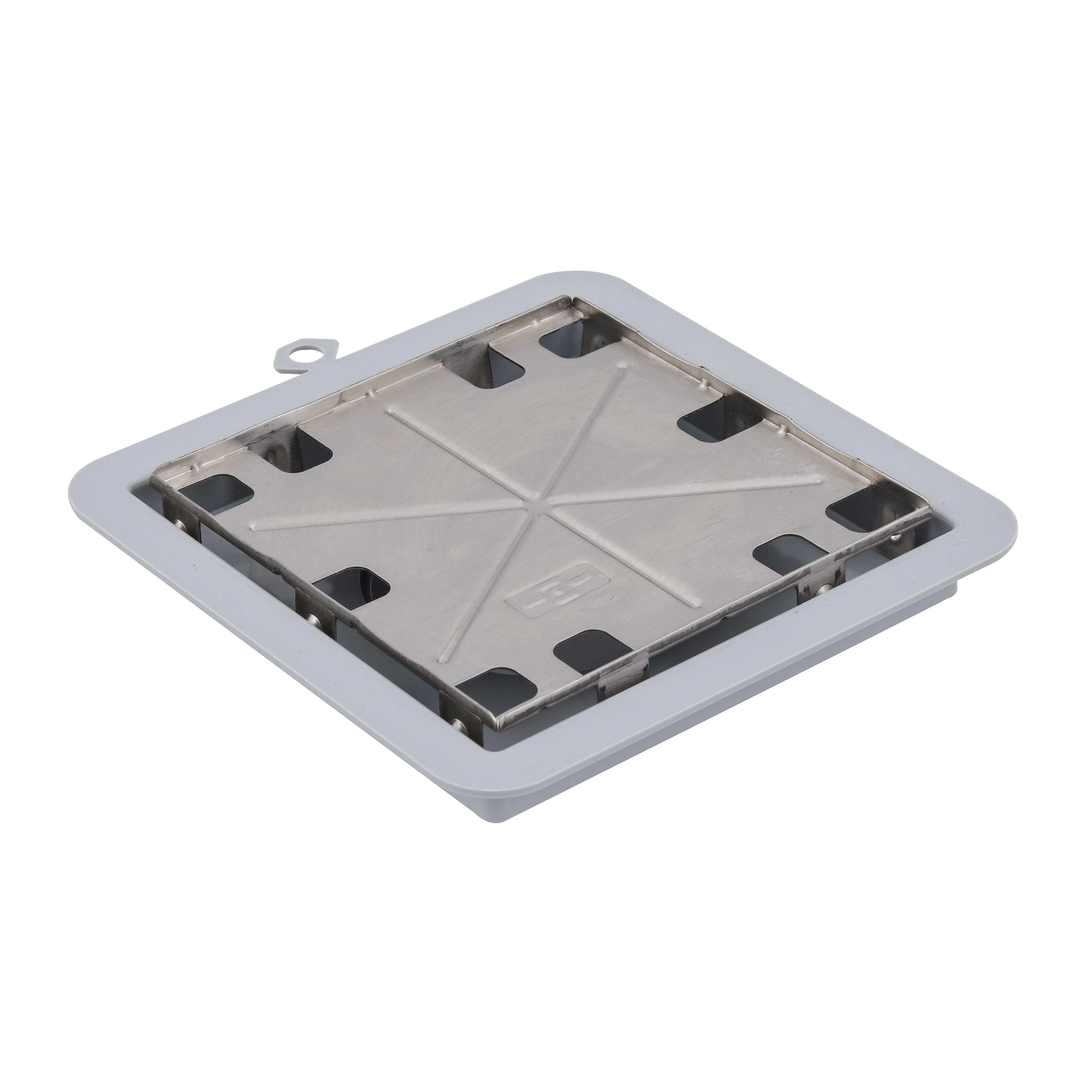 Ralo Oculto de Banheiro 15x15cm Aço Inox 304 Cromado Quadrado Elleve Elleve