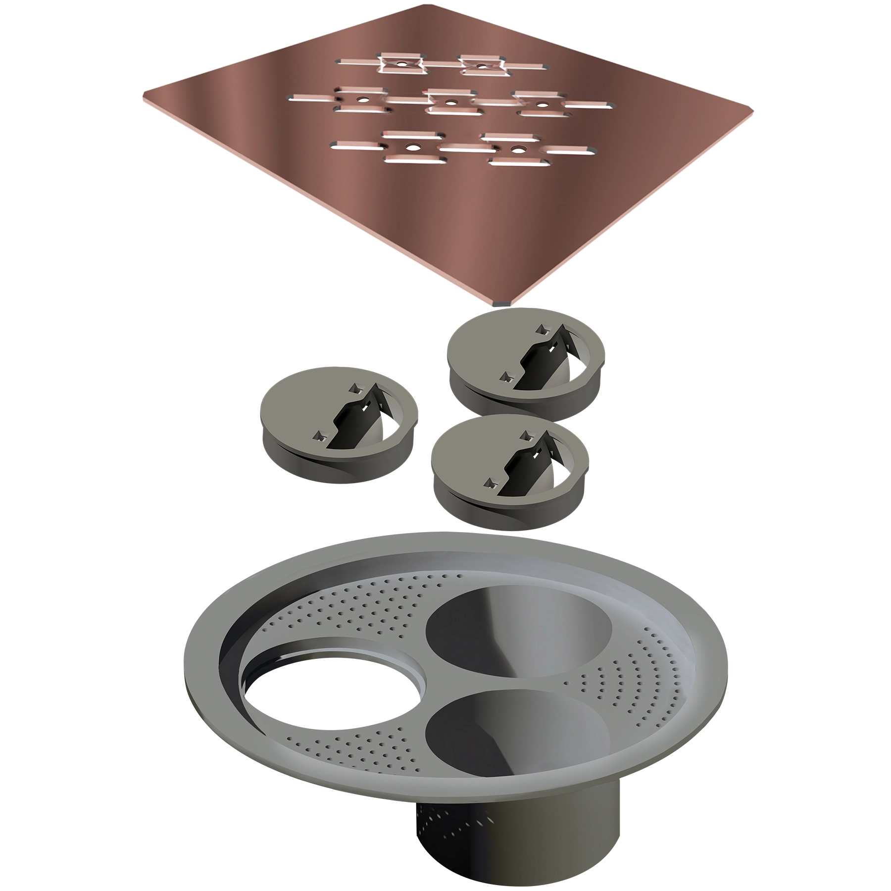 Ralo Quadrado Inox 304 Grande Cobre Rose Novii