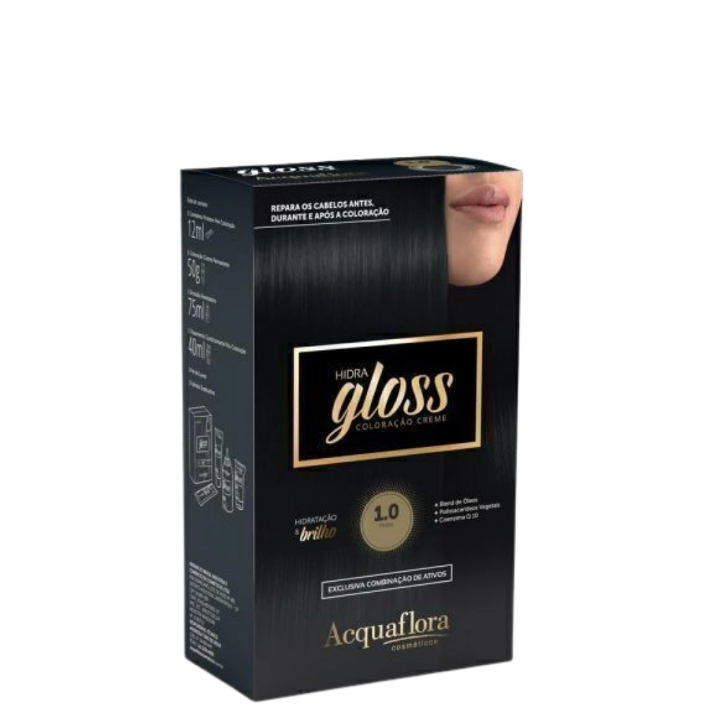 1.0 Preto Kit Coloracao Hidra Gloss Acquaflora