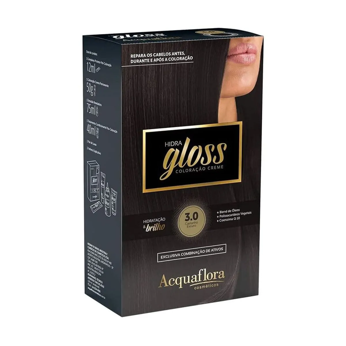 3.0 Castanho Escuro Kit Coloracao Hidra Gloss Acquaflora