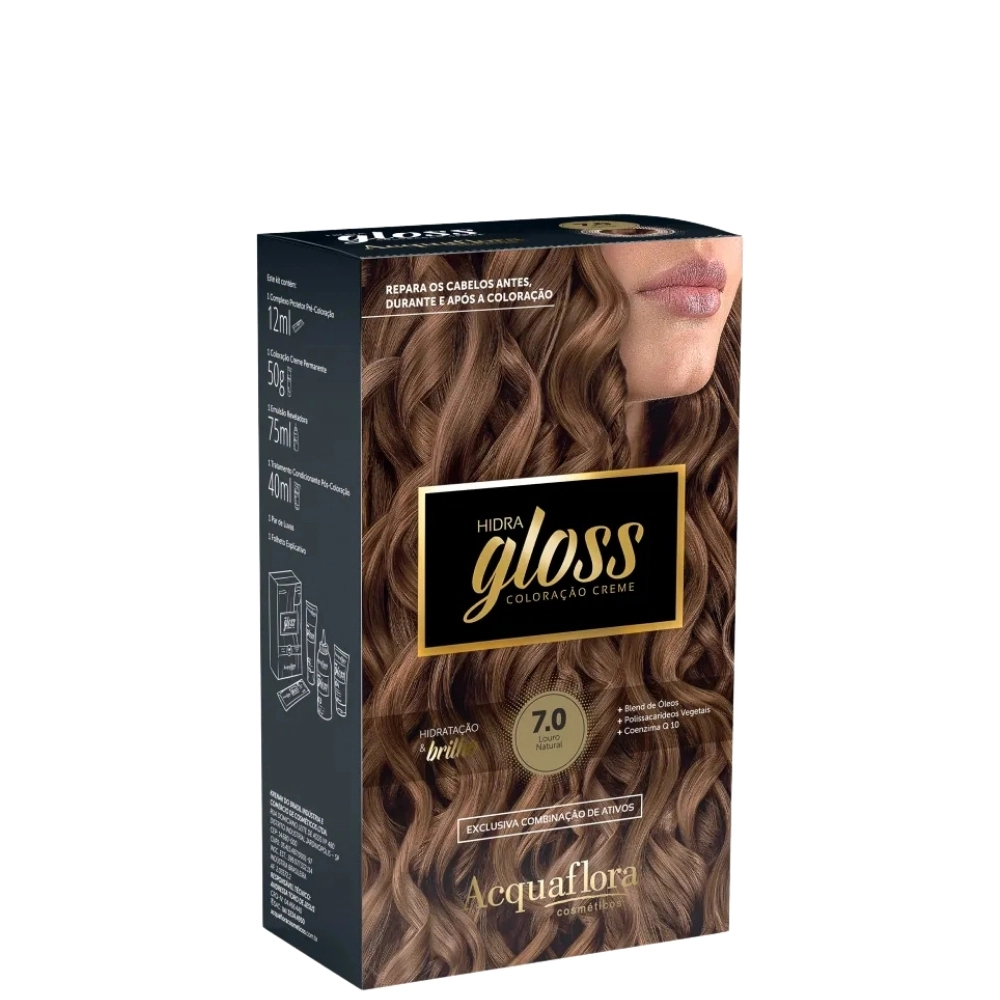 7.0 Louro Natural Kit Coloracao Hidra Gloss Acquaflora
