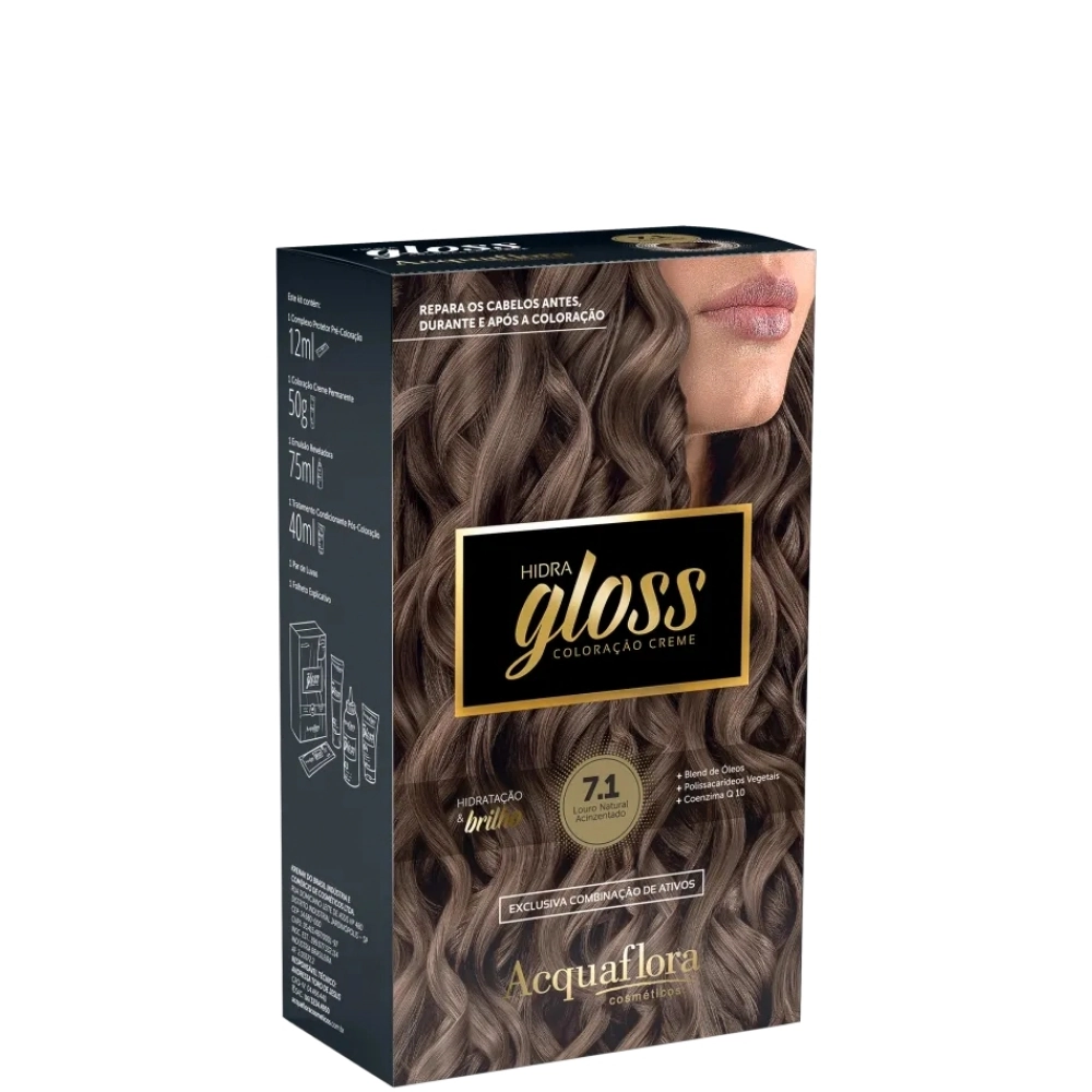 7.1 Louro Natural Acinzentado Kit Coloracao Hidra Gloss Acquaflora