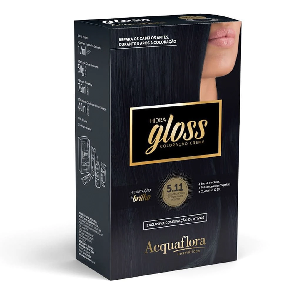 5.11 Castanho Claro Acinzentado Intenso Kit Coloracao Hidra Gloss Acquaflora