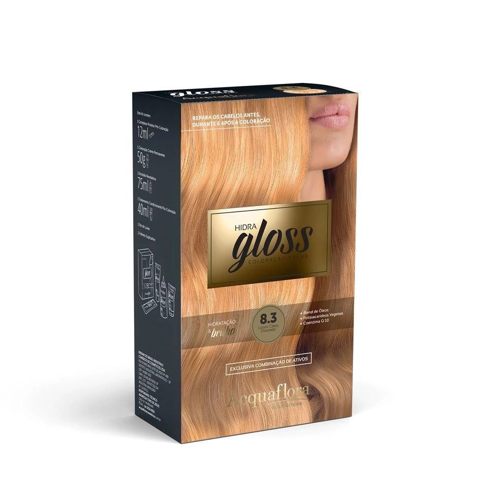 8.3 Louro Claro Dourado Kit Coloracao Hidra Gloss Acquaflora