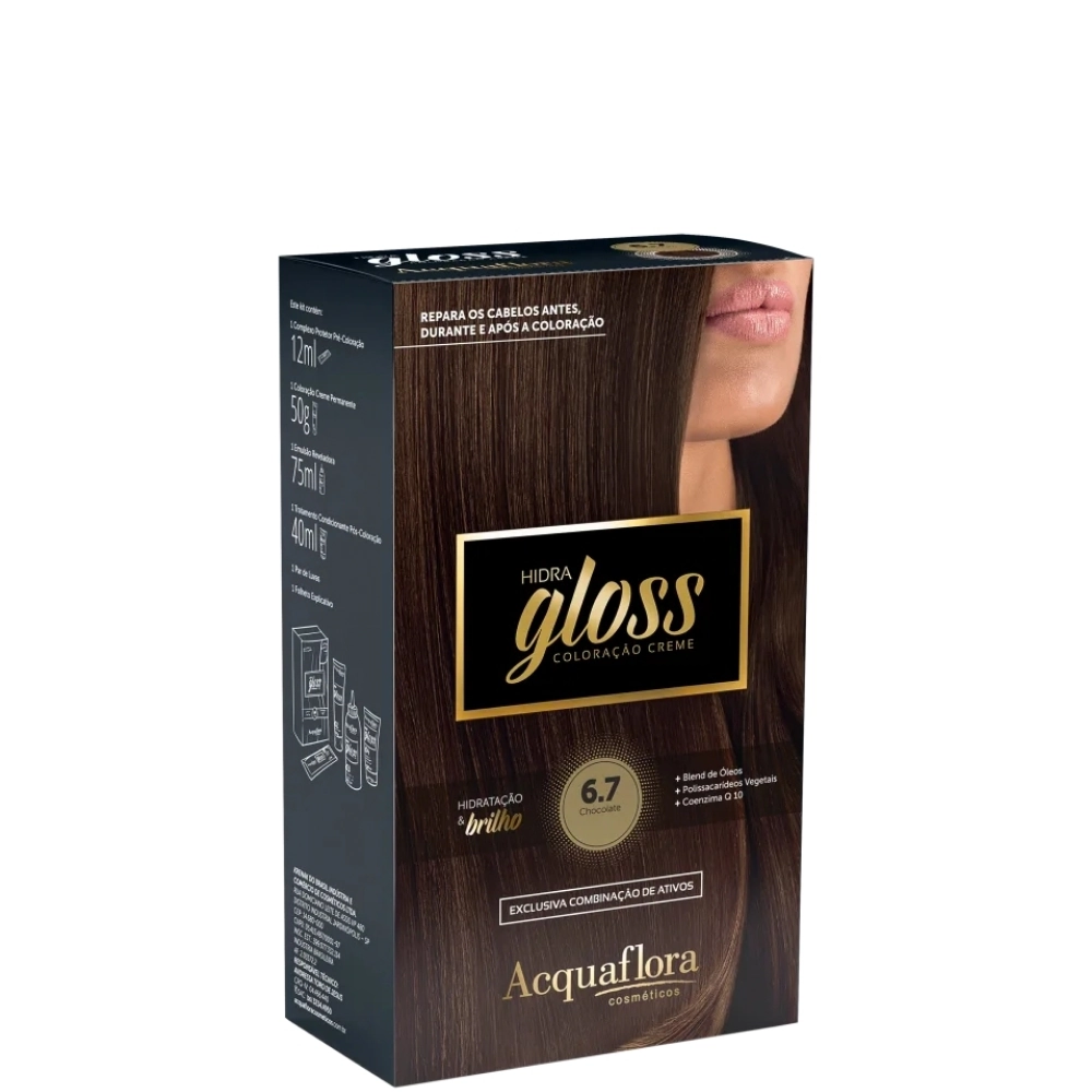 6.7 Chocolate Kit Coloracao Hidra Gloss Acquaflora