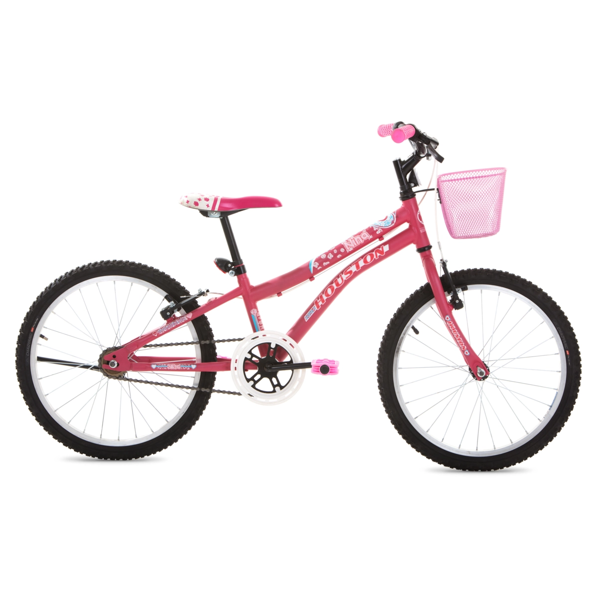 Bicicleta Com Cesta Nina Rosa Fosco Aro 20 Houston Juvenil