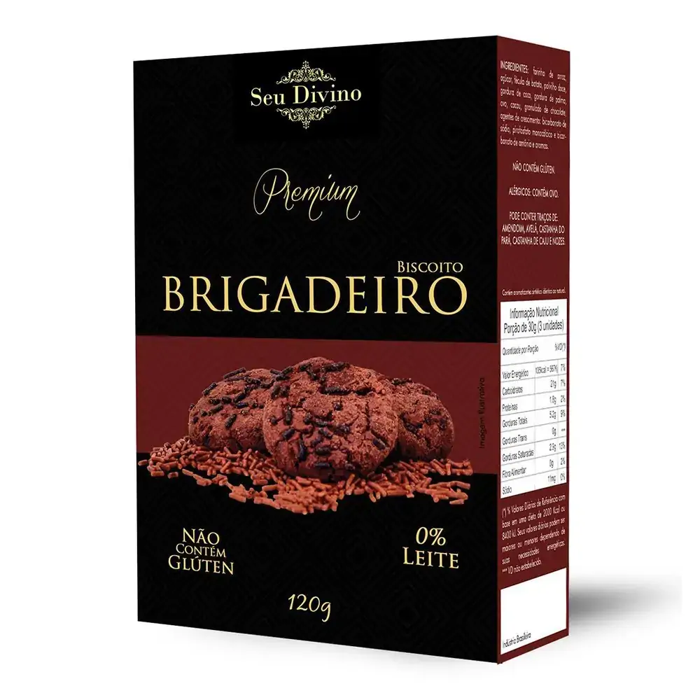 Biscoito Vegano Brigadeiro Sem Glúten Seu Divino Premium Caixa 120g