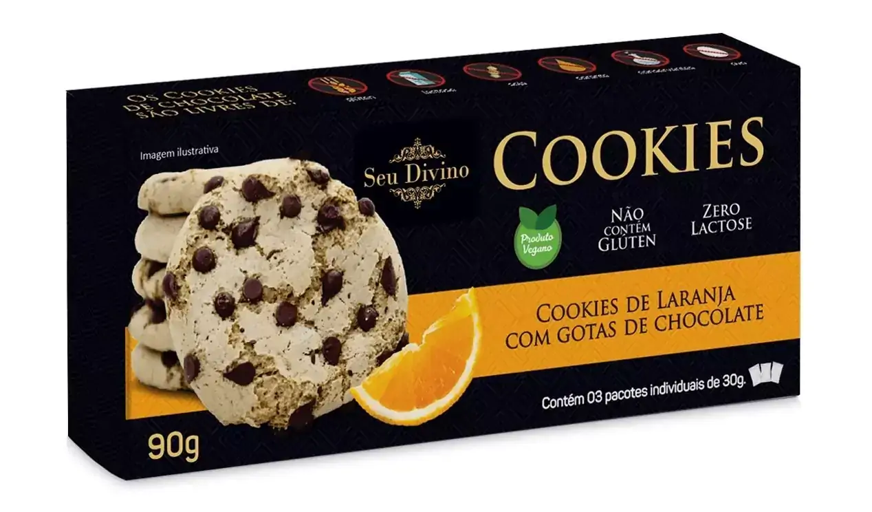 Cookies Vegano Laranja com Gotas Seu Divino 90g