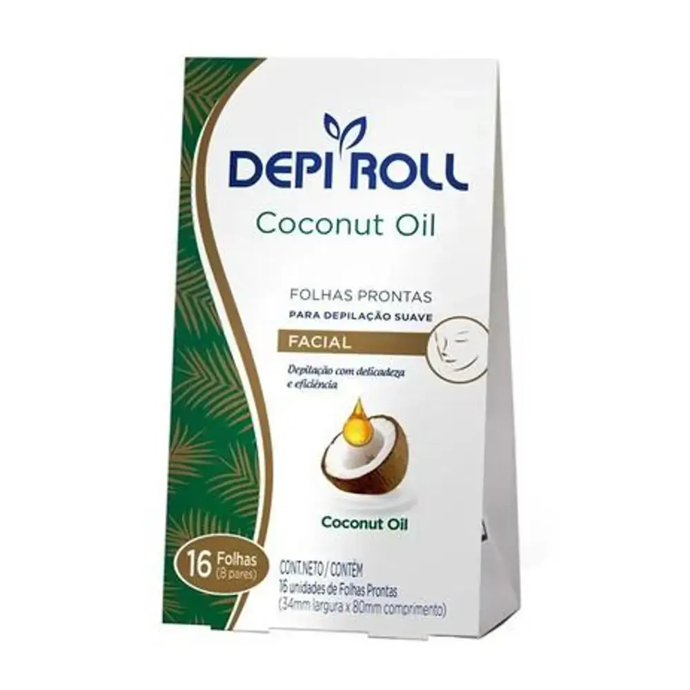 Folhas Prontas Para Depilação Corporal Depi-Roll Óleo Coco 8 Pares
