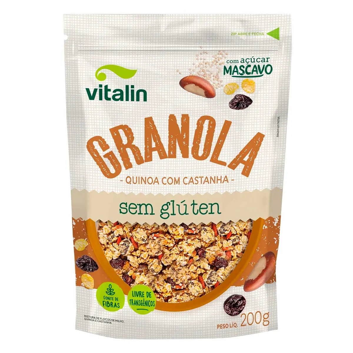 Granola Integral Quinoa com Castanha Vitalin 200g