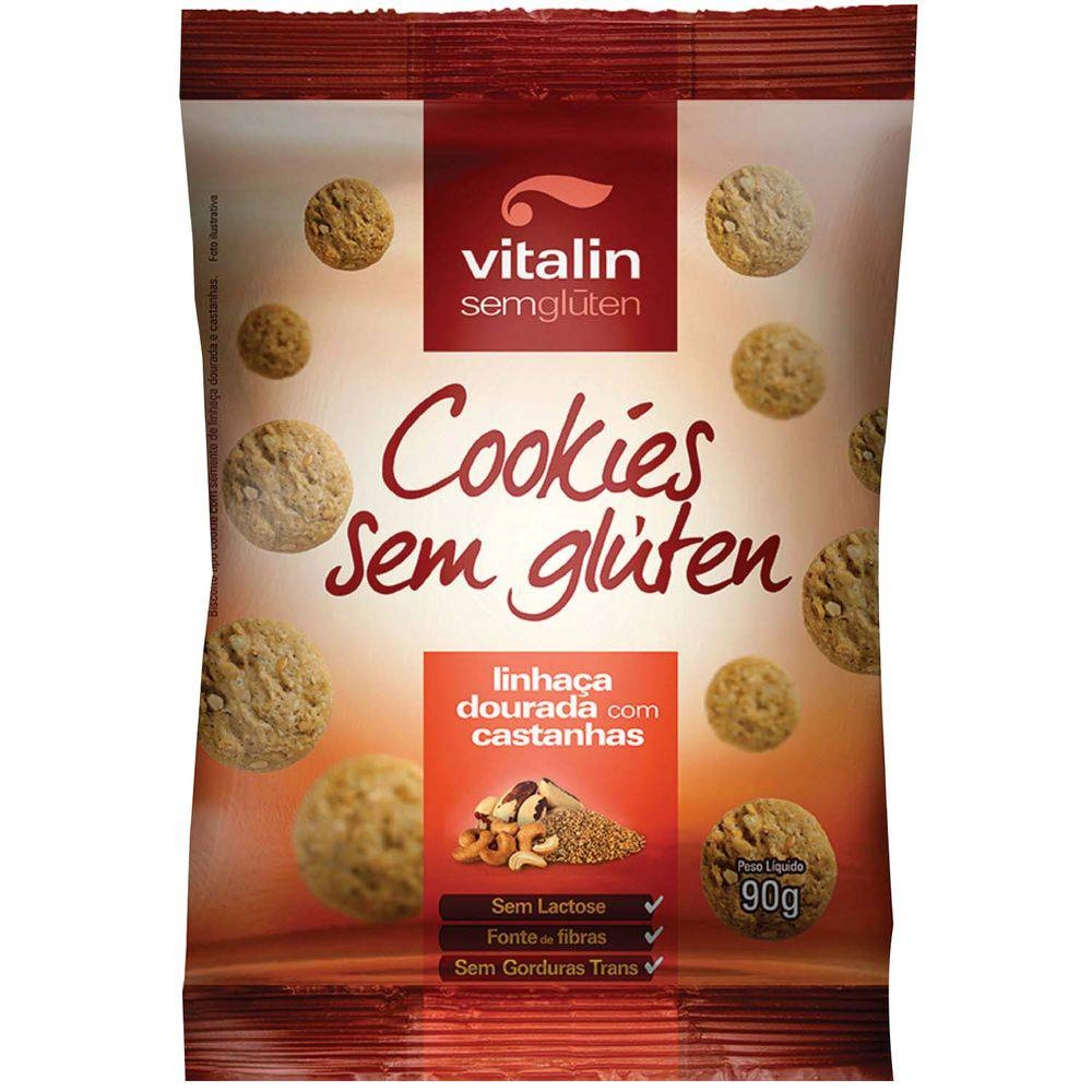 Cookies Linhaça Dourada Com Castanhas Integral Vitalin 90g