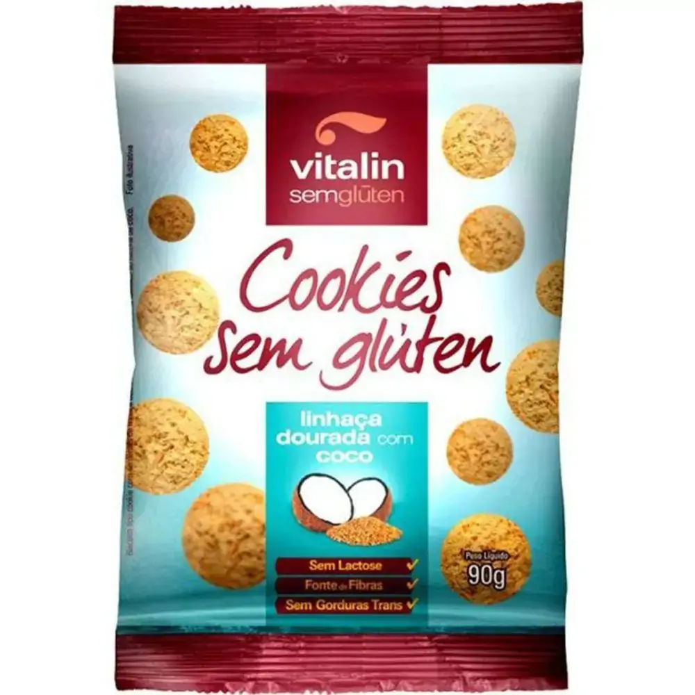 Cookies Linhaça Dourada Com Coco Integral Vitalin 90g