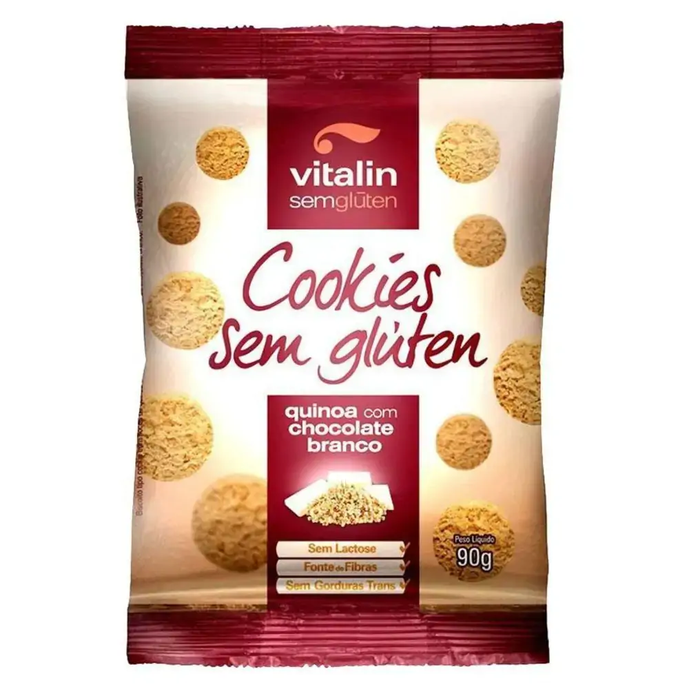 Cookies Quinoa Com Chocolate Branco Integral Vitalin 90g