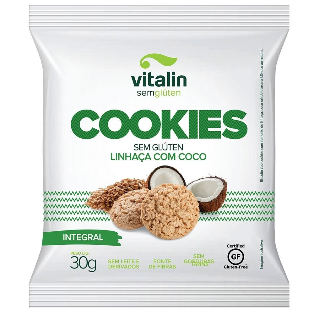 Cookies Linhaça Dourada Com Coco Integral Vitalin 30g