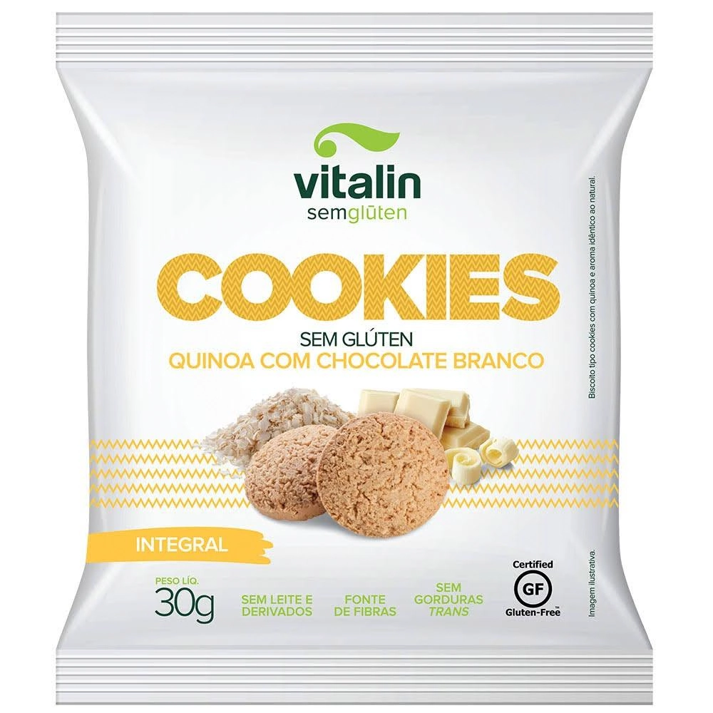 Cookies Quinoa Com Chocolate Branco Integral Vitalin 30g