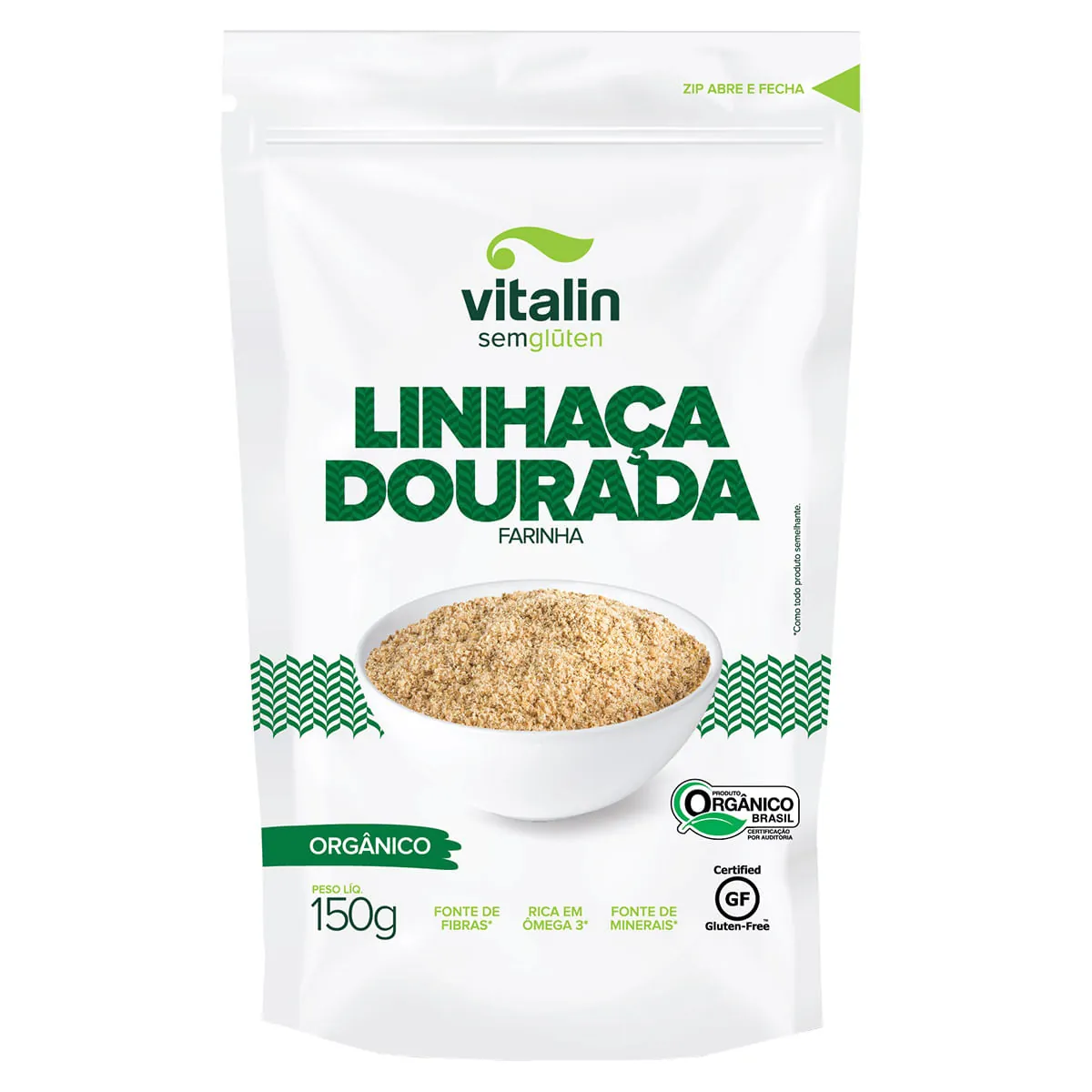 Farinha De Linhaça Dourada Orgânico Vitalin Pouch 150g