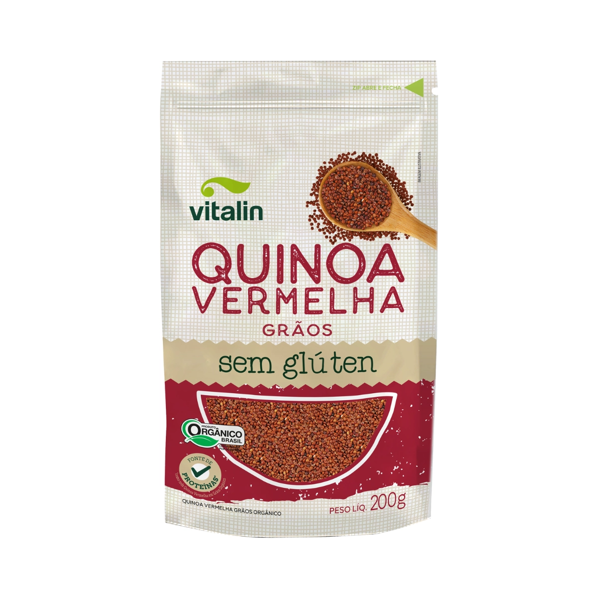 Quinoa Real Vermelha em Grãos Orgânica Vitalin Pouch 200g