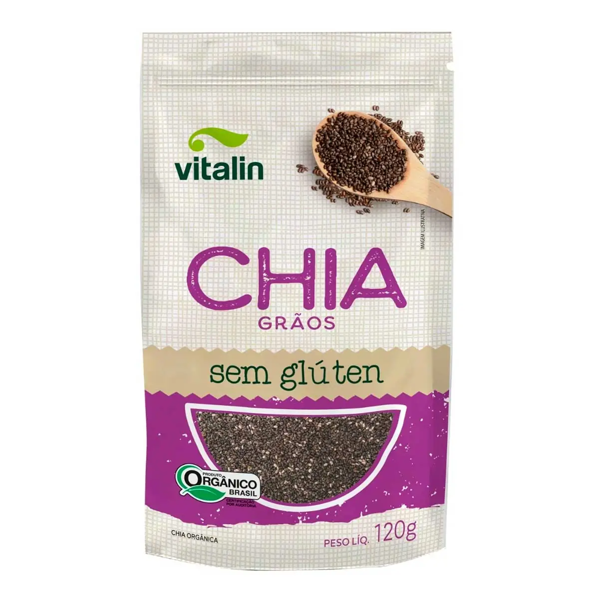 Chia em Grãos Orgânica Vitalin Pouch 120g