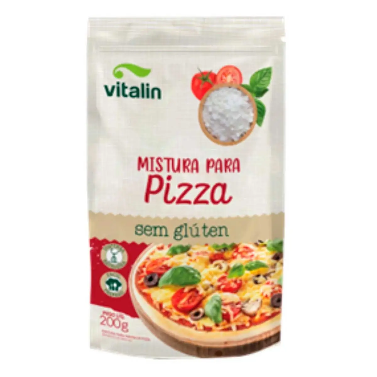 Mistura para Massa de Pizza Integral sem Glúten Zero Lactose Vitalin 200g