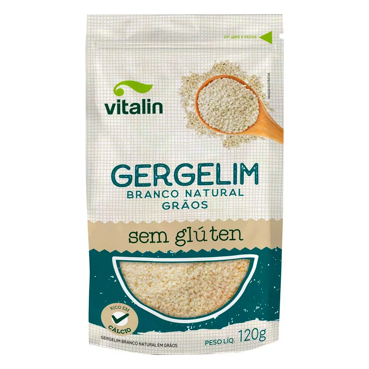 Gergelim Branco em Grãos Integral Vitalin 120g
