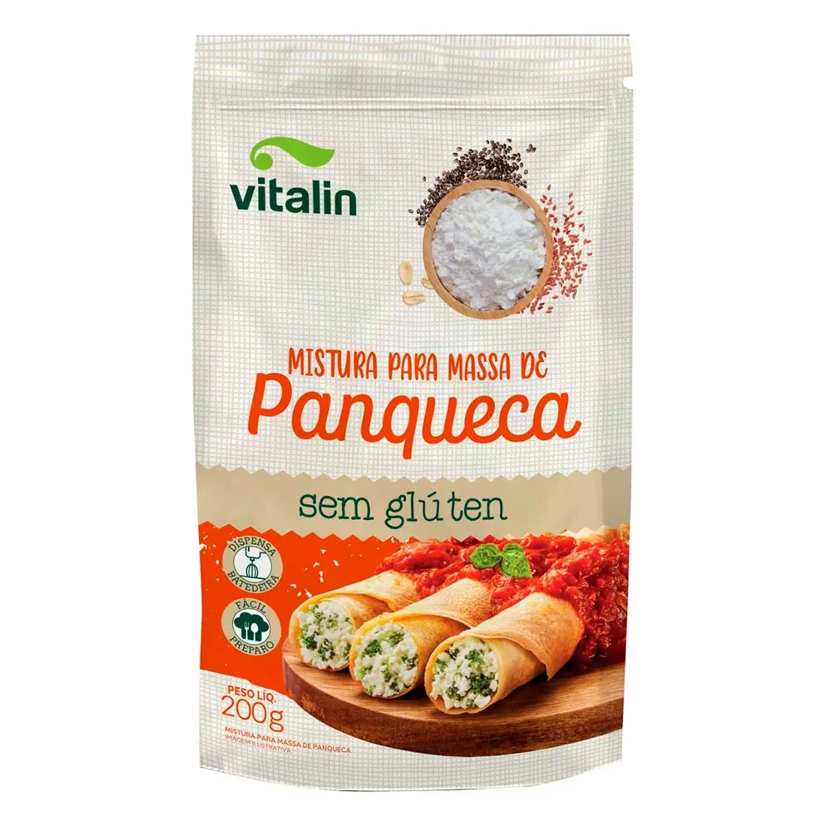 Mistura para Panqueca Integral sem Glúten Zero Lactose Vitalin 200g