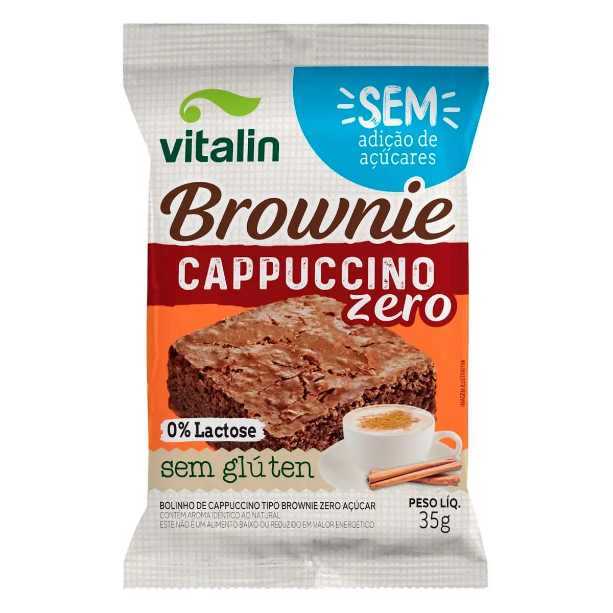 Brownie Sabor Cappuccino Sem Glúten Sem Adição de Açúcares Vitalin 35g