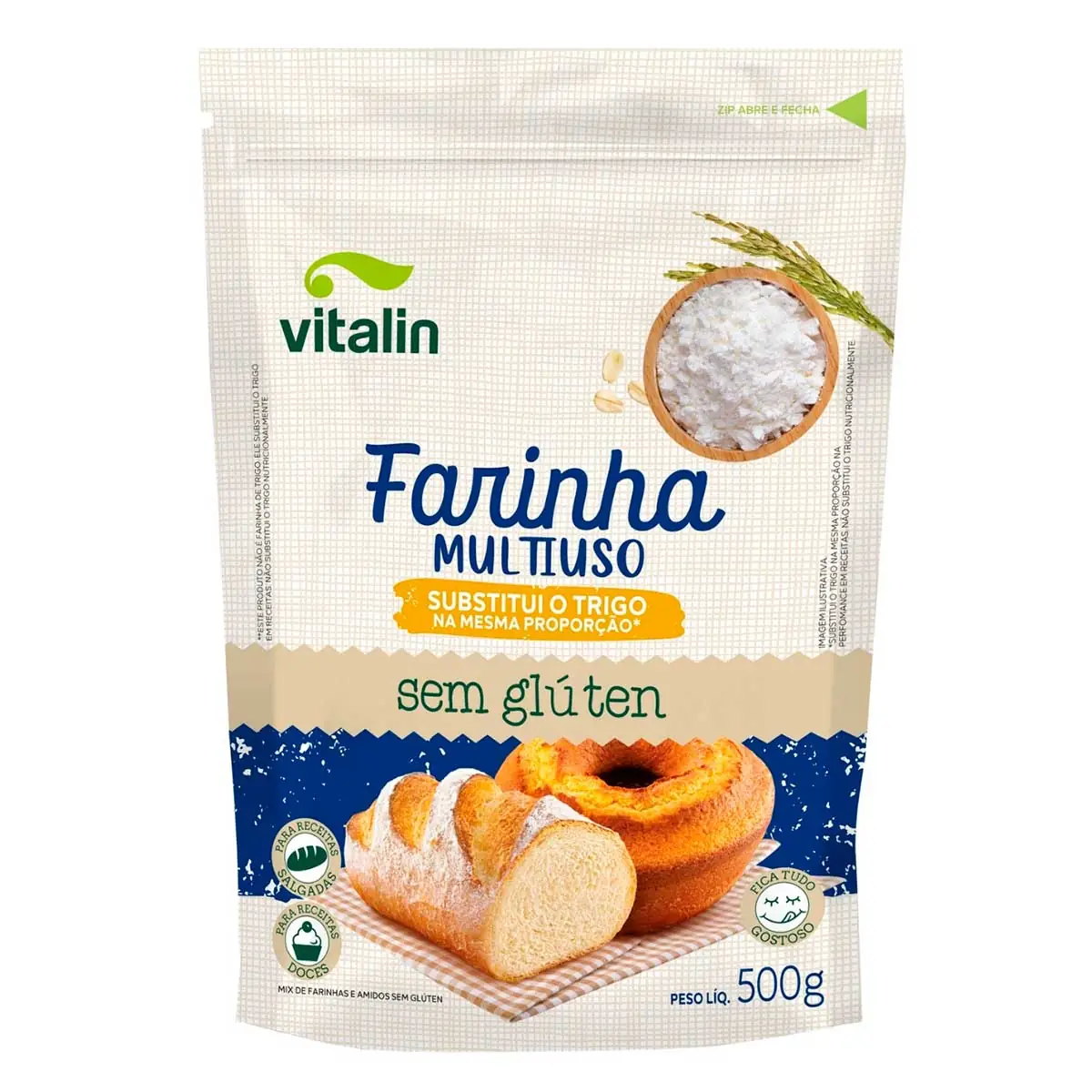 Mix de Farinhas Multiuso Integral sem Glúten Vitalin 500g