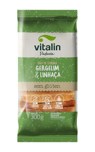 Pão De Forma Gergelim Linhaça Sem Glúten Zero Lactose Zero Açúcar Vitalin Padaria Pacote 300g