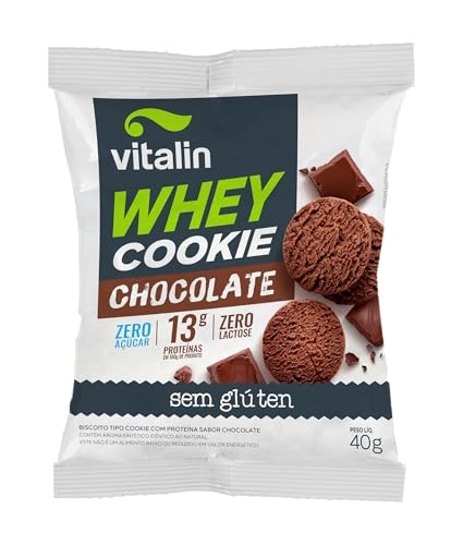 Biscoito Cookie Chocolate Sem Glúten Zero Lactose Zero Açúcar Vitalin Whey Pacote 40g