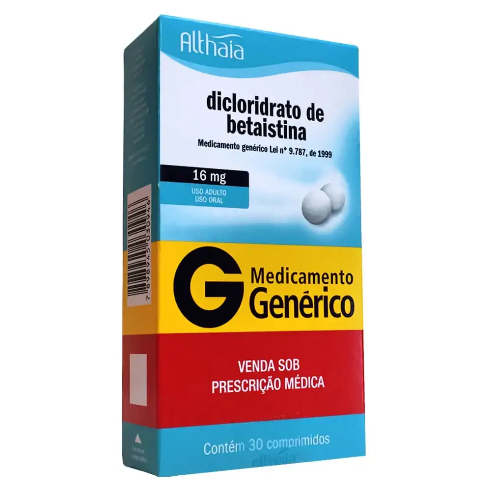 Dicloridrato De Betaistina 16 Mg Com Ct Bl Al Plas Trans X 3