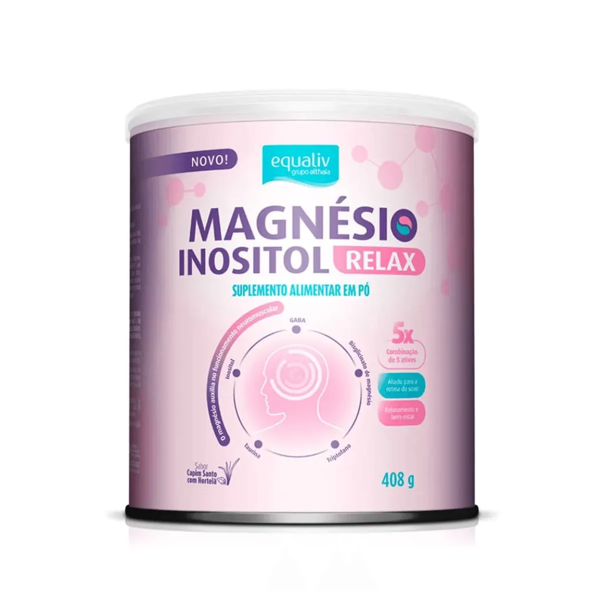 Magnésio Inositol Relax Capim Santo com Hortelã Equaliv 408g