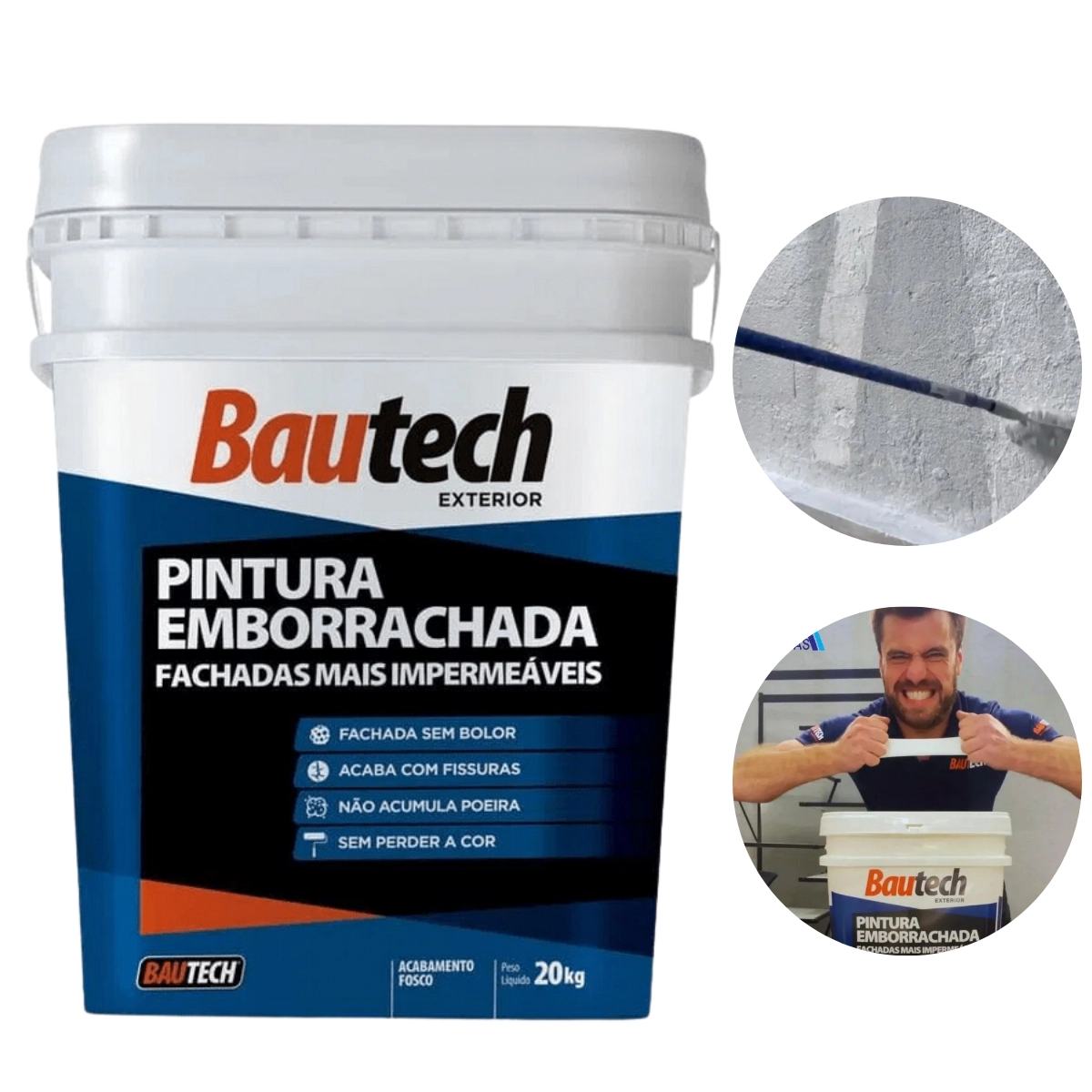 Tinta Emborrachada Impermeabilizante Branca 20kg Bautech