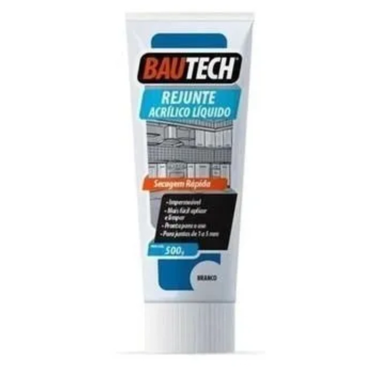 Rejunte Acrílico Líquido Pronto Bautech 470g - Cores - Branco
