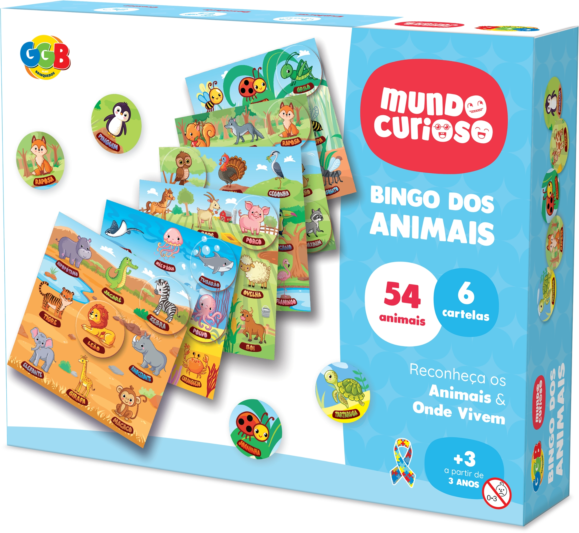 Jogo Bingo Dos Animais 54 Pcs