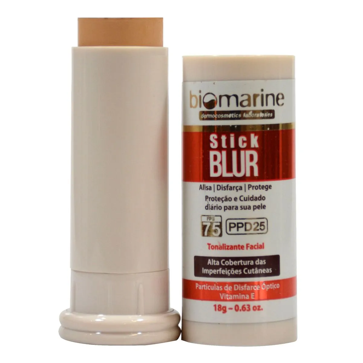 Biomarine Base Bastão com Protetor Solar Stick Blur FPS 75 PPD 25 Bege 18g