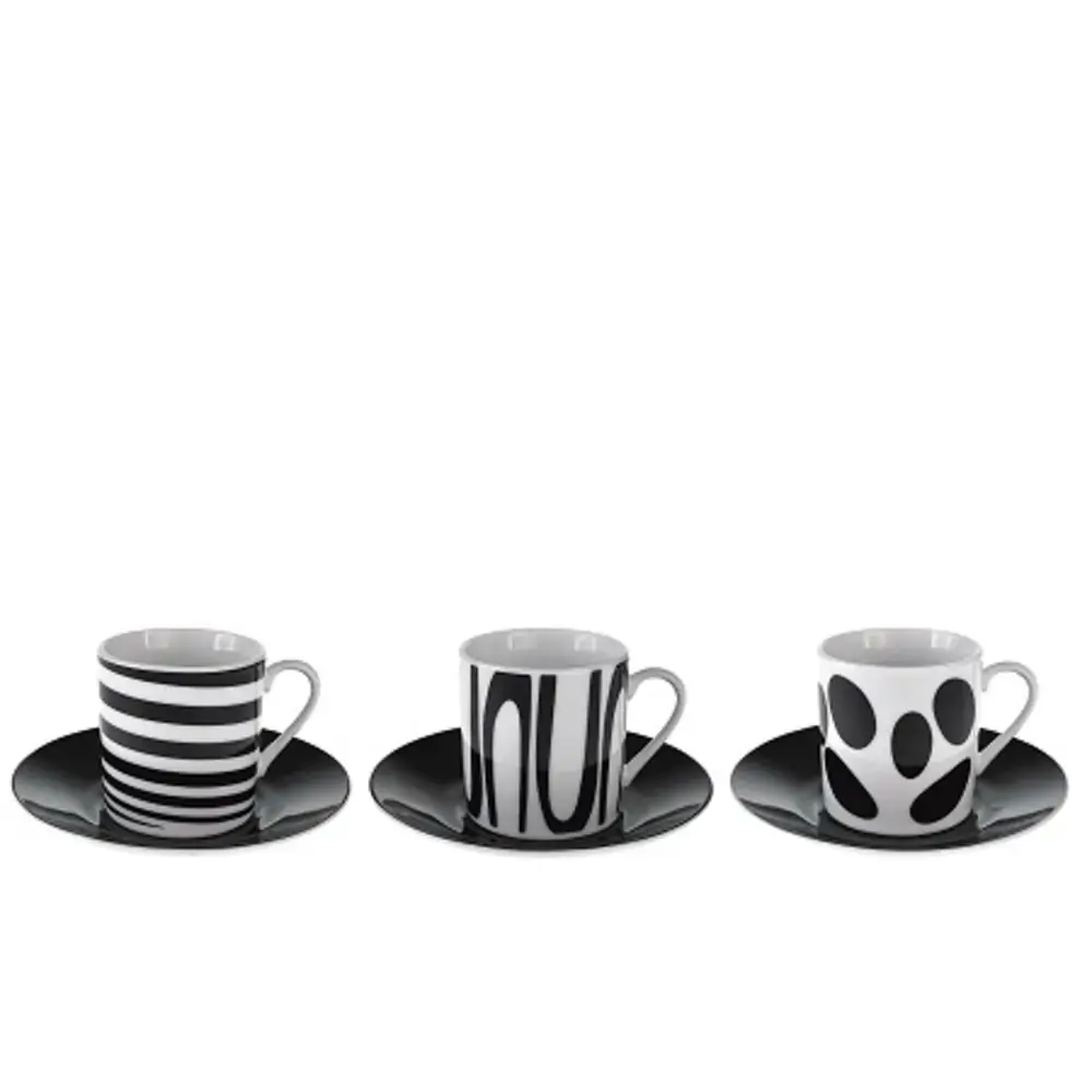 Kit Xicara Cafe Lines Black Casa Ambiente C6