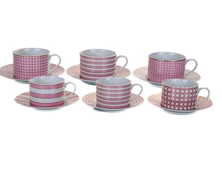 Jg.c/6 Xicaras Cha 220ml Casa Ambiente Rosa