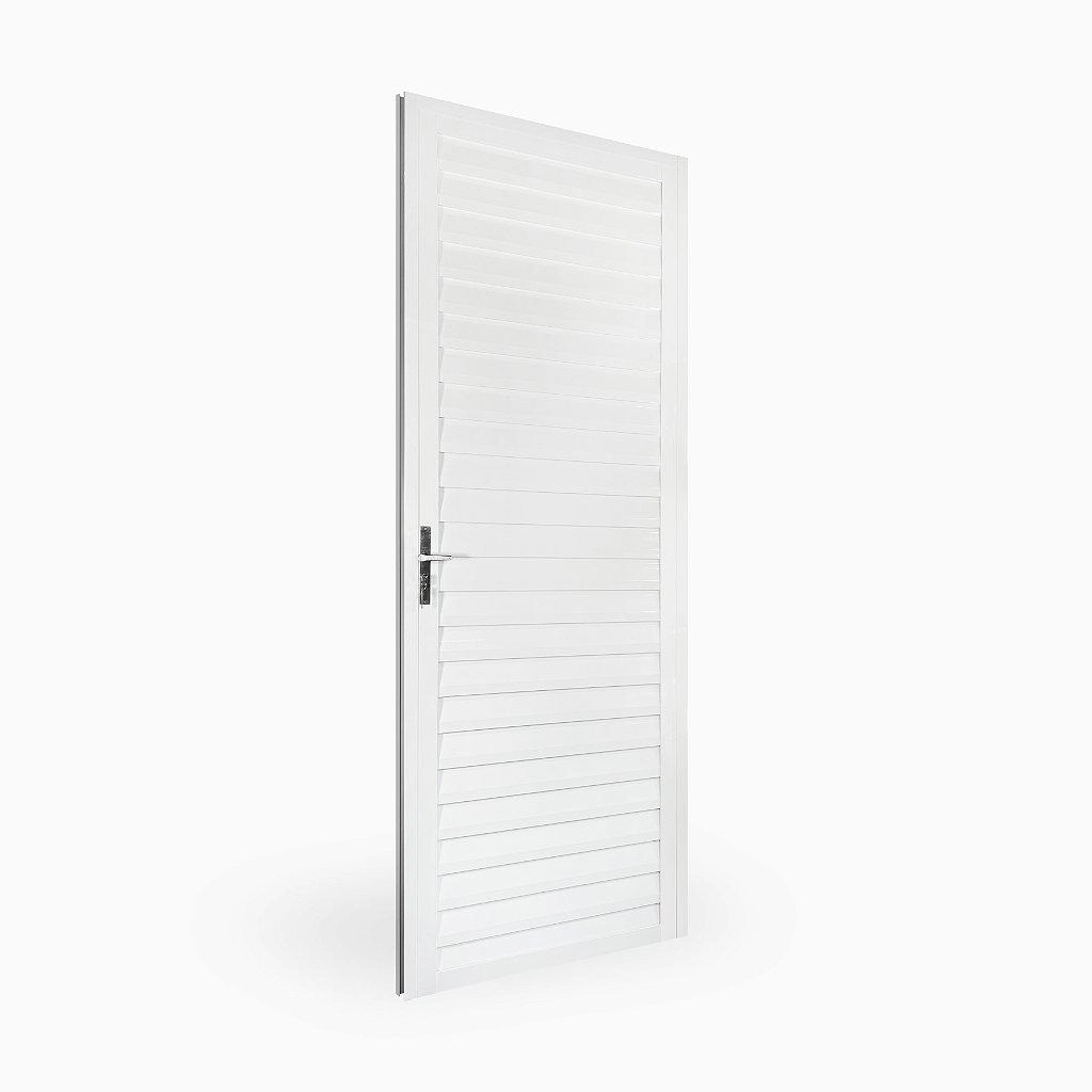 Porta De Alumínio Aluvid Veneziana Branco Direita - 210x70