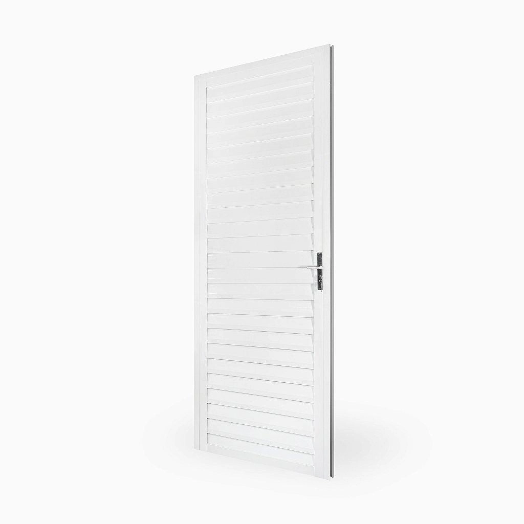 Porta De Alumínio Aluvid Veneziana Branco Esquerda - 210x80
