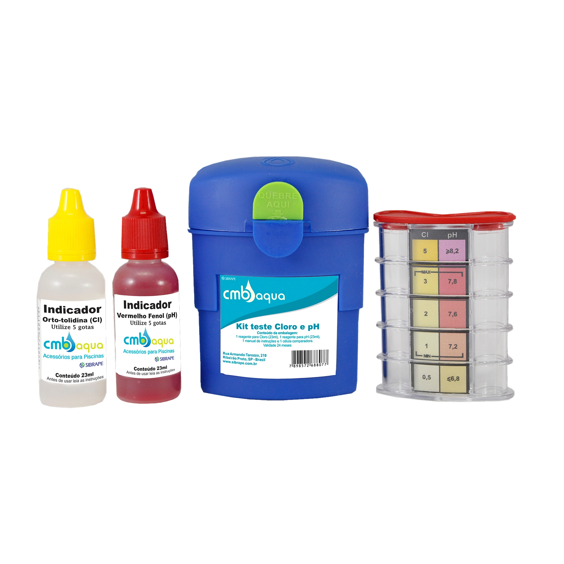 Kit Teste de pH e Cloro para Piscina Naterial