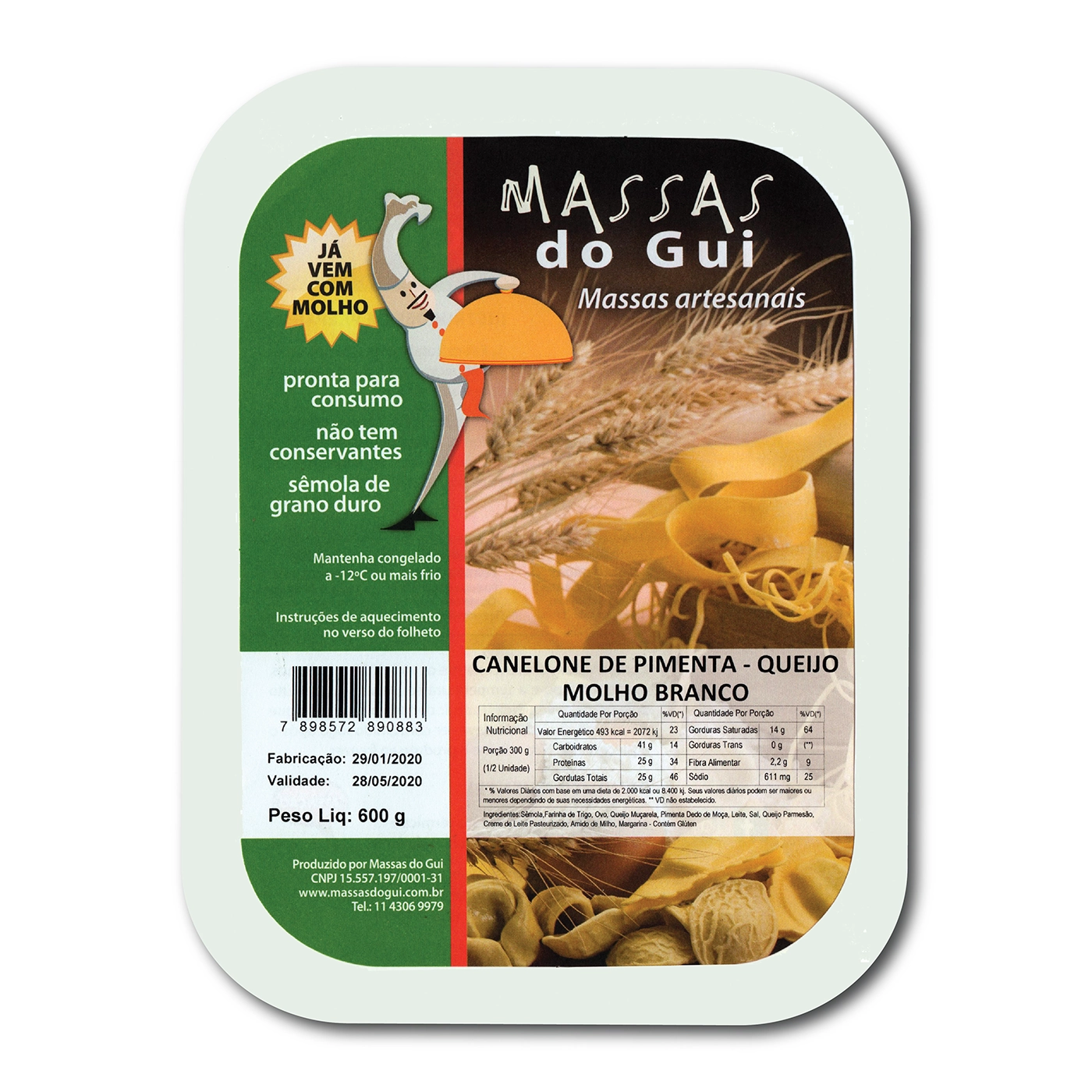 Caneloni Pimenta Mol Bco M.do Gui 600g