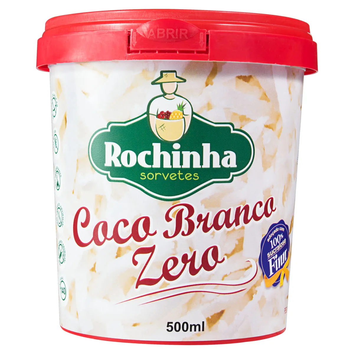 Sorvete Coco Branco Rochinha Sorvetes Zero Pote 500 ml