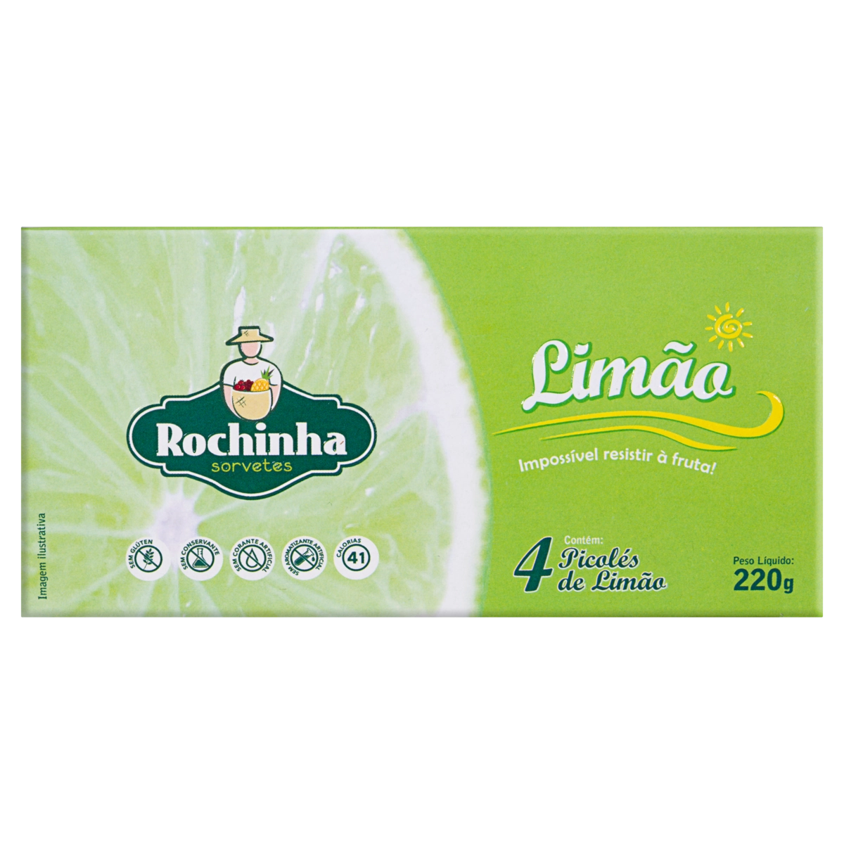 Pack Picolé Sabor Limão ROCHINHA com 4 Unidades