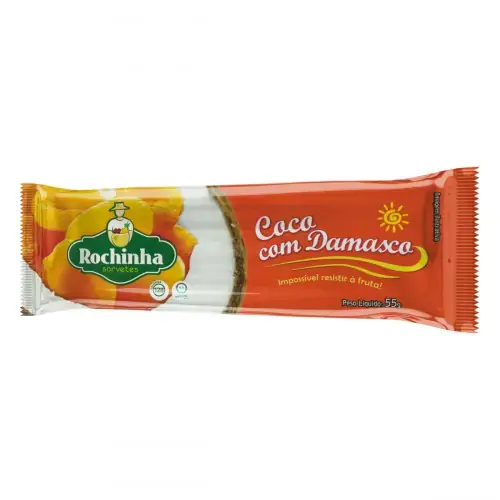 Picolé Coco Com Damasco Rochinha Sorvetes Pacote 55g