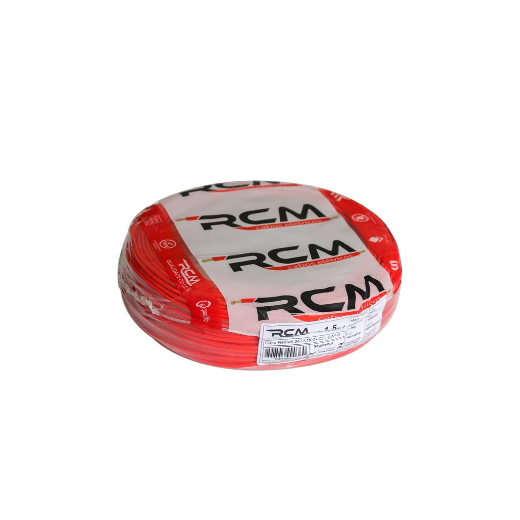 Cabo Flexível 750v 1,5mm Rolo 100 Metros Vermelho Rcm