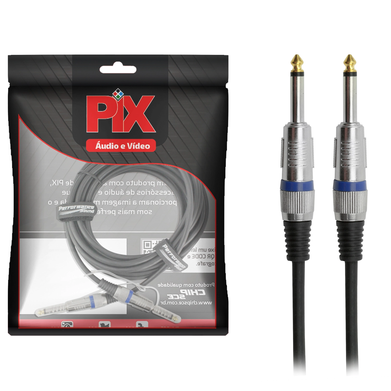 Cabo Guitarra Violão 5 Metros Blindado P10 X P10 Gold Pro