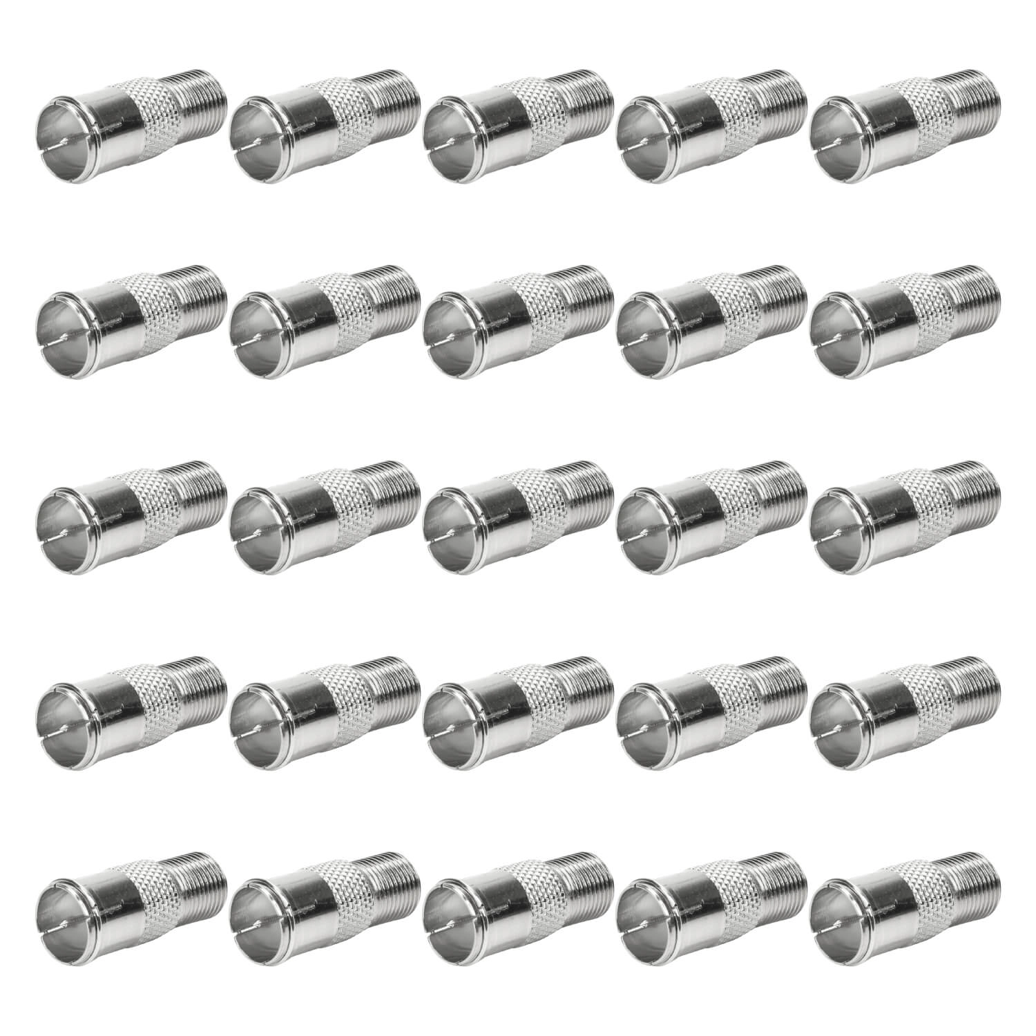 25x Conectores Adaptador Emenda F Fêmea X Engate Rápido Rg6
